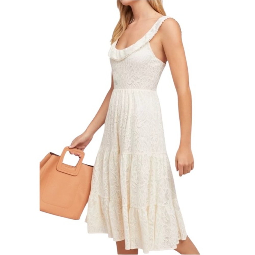NA XXXX ???? Tiered Midi Dress Cream